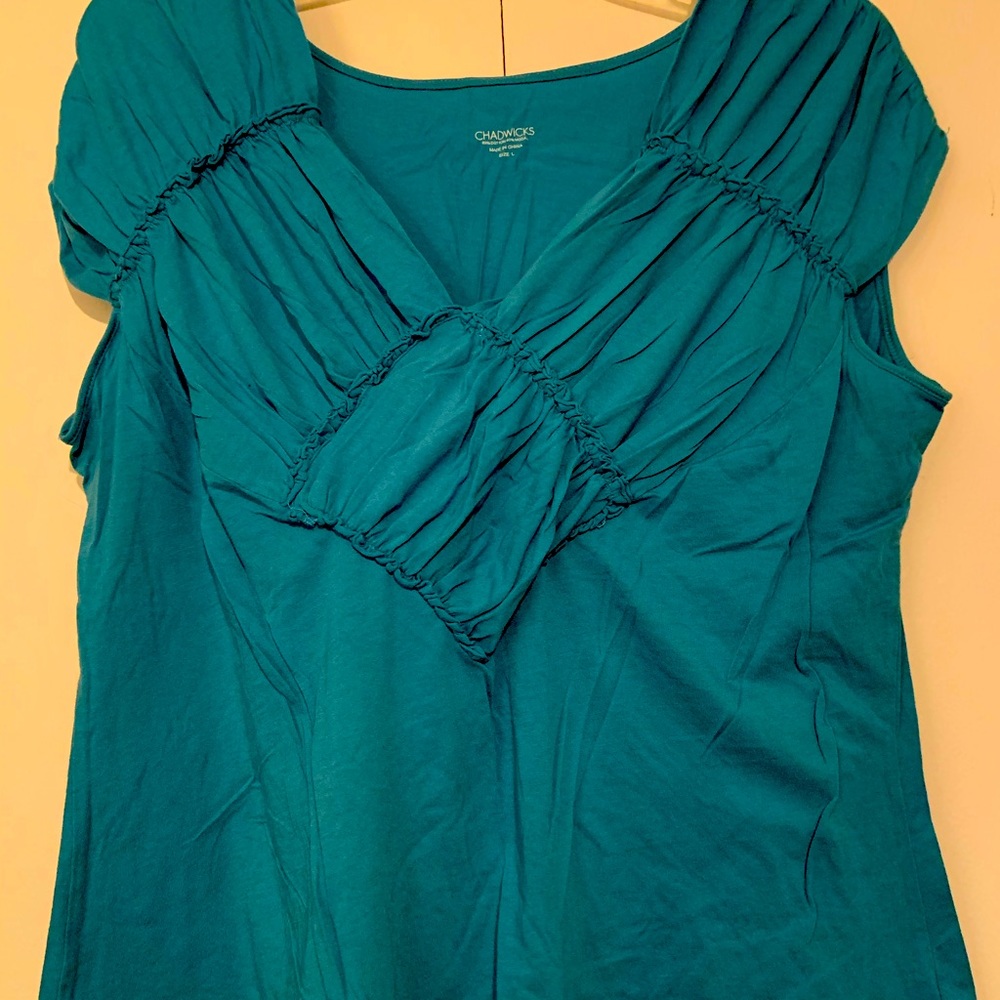 Rouched Teal Top